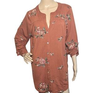 Anthropologie Fig And Flower Women's Size 1X Top Embroidered Boho